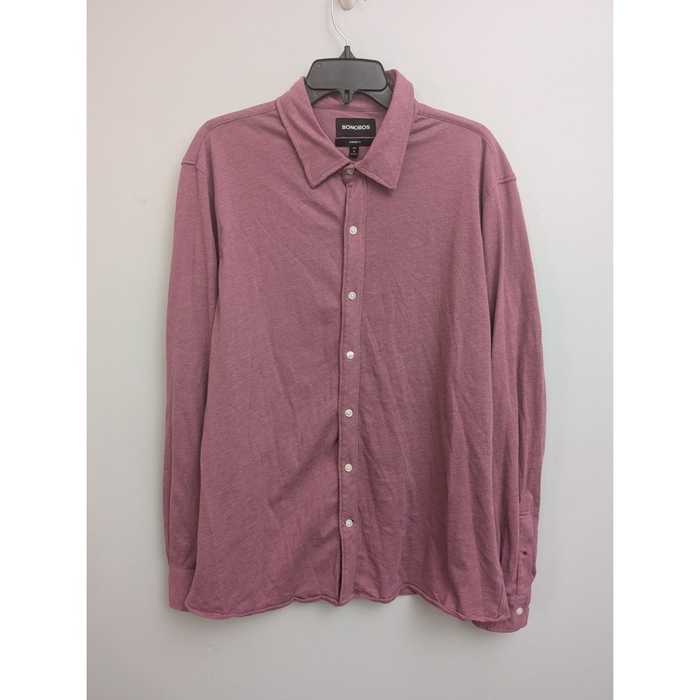 D5 Bonobos‎ Pink Shirt Mens  XL Button Up Long Sleeve Knit Casual Stretch
